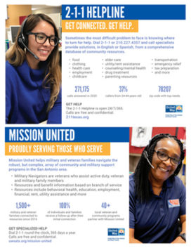 2-1-1 AND MISSION UNITED ONE-PAGER - United Way of San Antonio and Bexar County