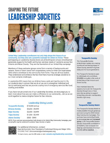 LEADERSHIP SOCIETIES - United Way of San Antonio and Bexar County